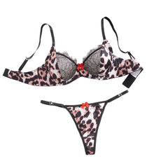Western Erotic Leopard Print Lace Splicing Bras Seductive Underwearss Seductive Clothing Lingerie Set
