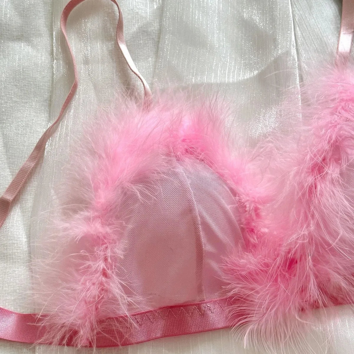 Western Erotic Mesh Furry Bra Thongs Seductive Underwearsss Seductive Clothing Lingerie Set