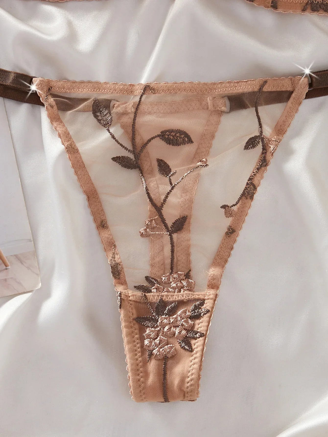 Western French Style Floral Embroidery Thin See Through Bras Erotic Seductive Underwear Lingerie Set