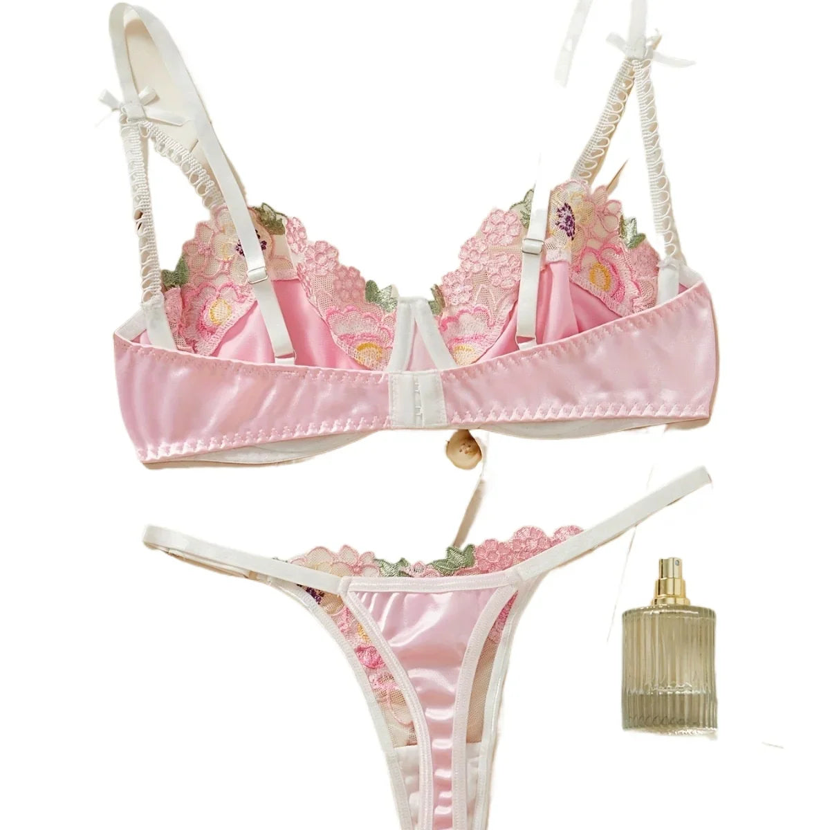 Western French Sweet Floral Embroidery Mesh Bra