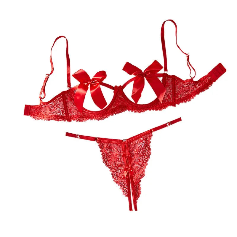 Western Hollow Out Bra See Through Open Crotch Panty