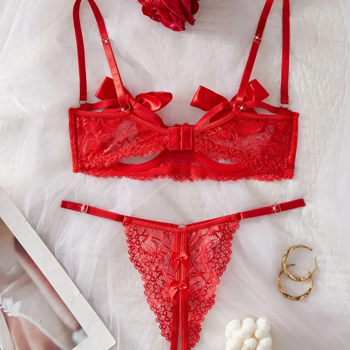 Western Hollow Out Bra See Through Open Crotch Panty