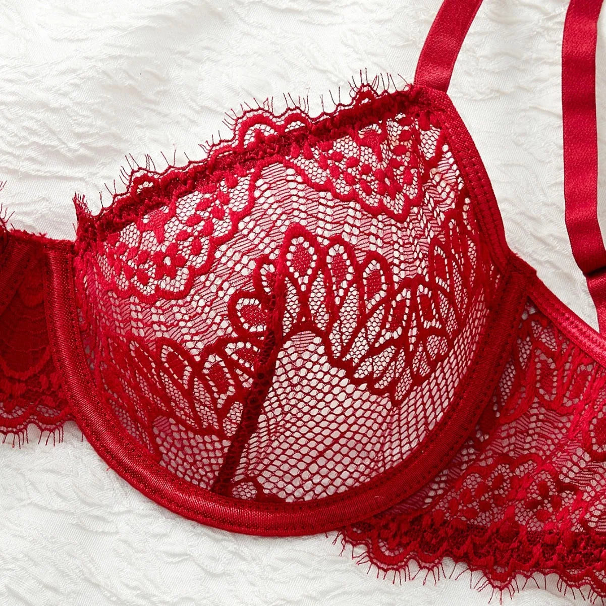Western Lace Printed Hollow Out See Through Bra Thongs Erotic Seductive Underwear Clothings Lingerie Set