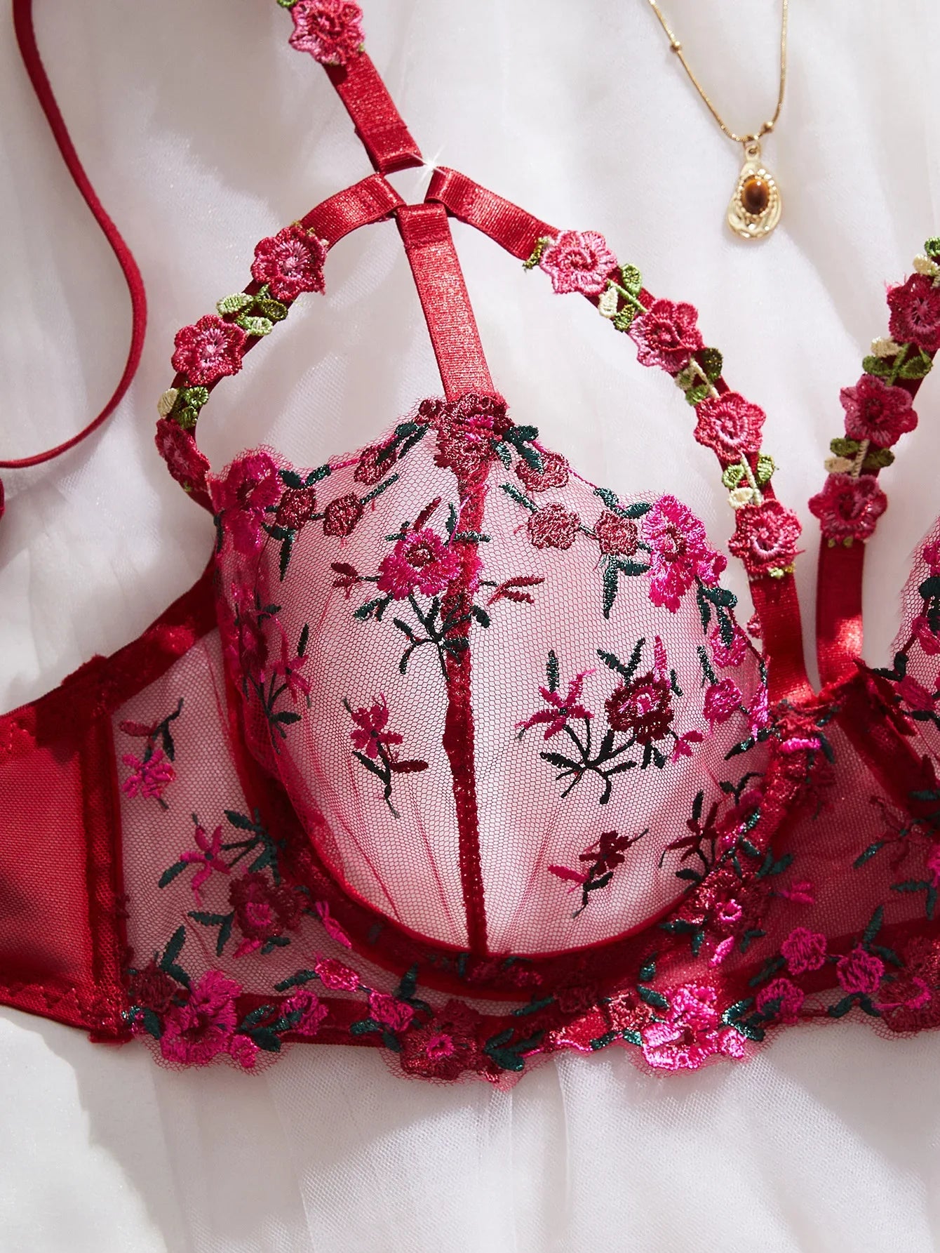 Western Mesh Floral Embroidery Pure See Through Bra Briefsss Black Gorgeous Exquisite Charming Lingerie Set