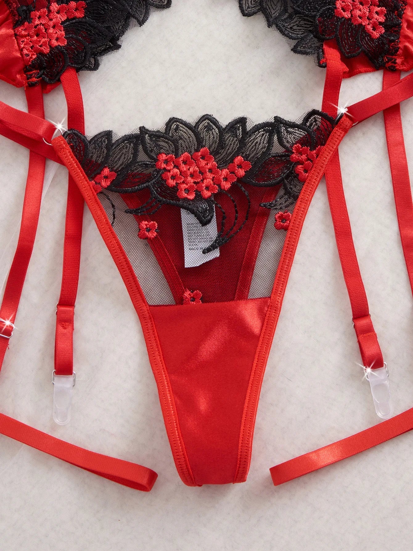 Western Mesh Floral Embroidery See Through Bra Pantys Valentine Erotic Seductive Underwears Lingerie Set