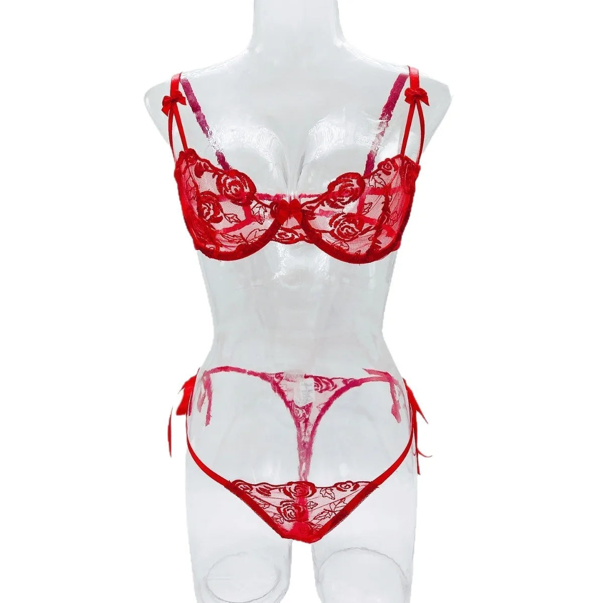 Western Mesh See Through Bra Thong Pure Romantic Erotic Seductive Underwear Clothings Lingerie Set Costume