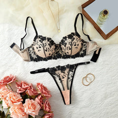 Western Mesh Vine Embroidery Bras Erotic Seductive Underwear Wholesales Seductive Lingerie Set