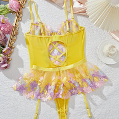 Western Flower Embroidery Backless Transparent