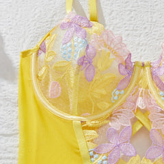 Western Flower Embroidery Backless Transparent