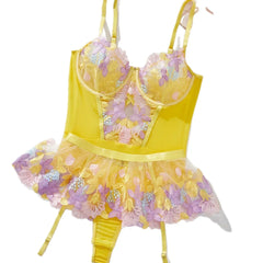 Western Flower Embroidery Backless Transparent