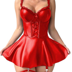 Western Patent Leather Sling Hollow Out Bodycon Skirt