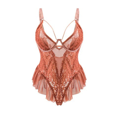 Western Plus Size Ruffle Waist Tightening Style Open Butt Spaghetti Strap Body Suits