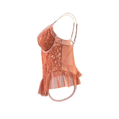 Western Plus Size Ruffle Waist Tightening Style Open Butt Spaghetti Strap Body Suits