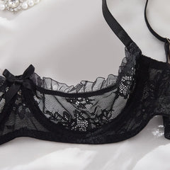 Western Quarter Cup Bra Lace Crotchless Open Panty See Through Erotic Suits
