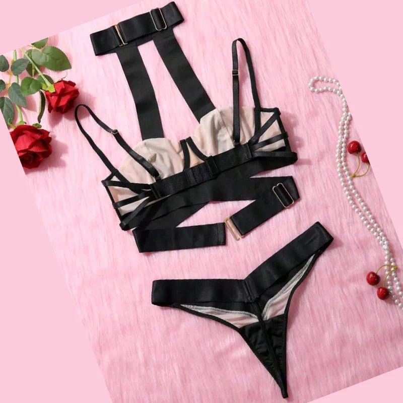 Western Criss Cross See Through Mesh Splicing Webbing Bra