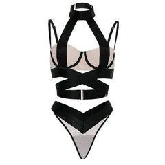 Western Criss Cross See Through Mesh Splicing Webbing Bra