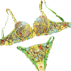 Western Floral Embroidery Slim Fit See Through Bras Erotic Seductive Underwear Clothings Lingerie Set