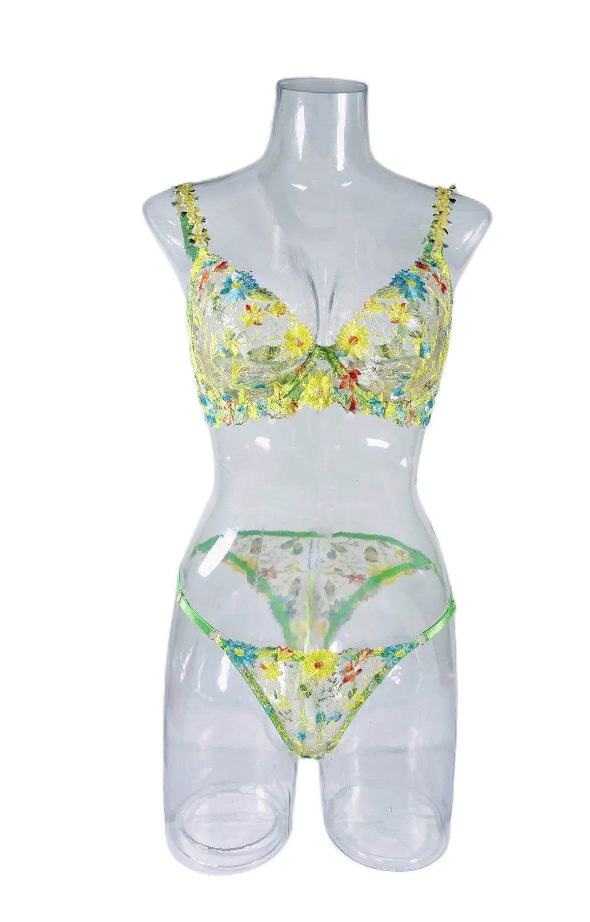 Western Floral Embroidery Slim Fit See Through Bras Erotic Seductive Underwear Clothings Lingerie Set