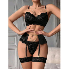 Western Lace Hanging Chain Belt Bra