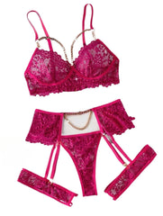Western Lace Hanging Chain Belt Bra