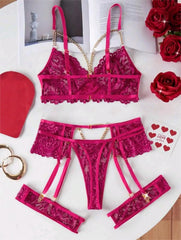 Western Lace Hanging Chain Belt Bra