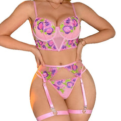 Western Lace Mesh See Through Embroidery Fringe Cross Strap Underwear Babydoll Underline Erotic Lingerie Set