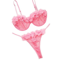 Western Lace Trim Bra Thong
