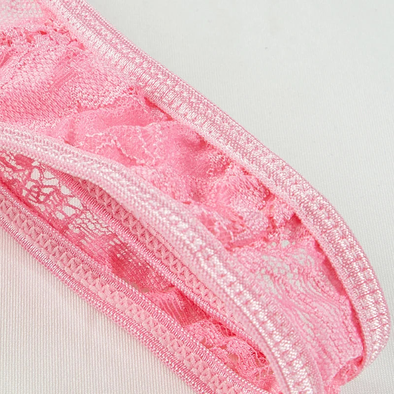 Western Lace Trim Bra Thong
