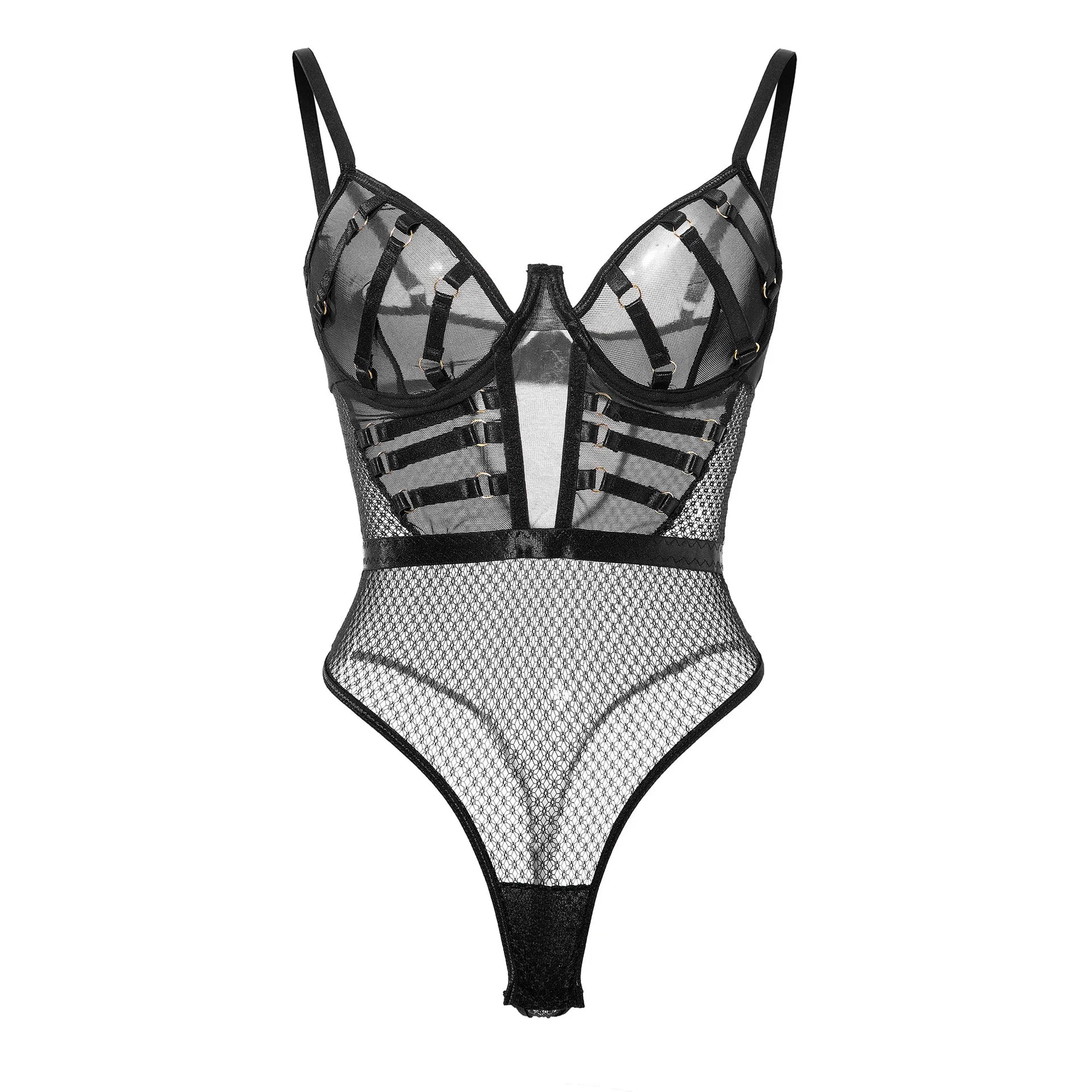 Western Mesh Lace Backless See Through Body Suits