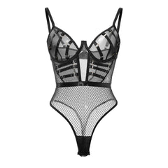 Western Mesh Lace Backless See Through Body Suits