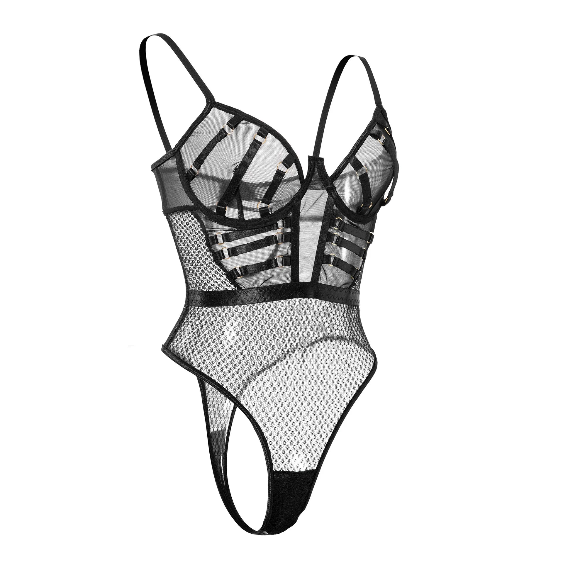 Western Mesh Lace Backless See Through Body Suits