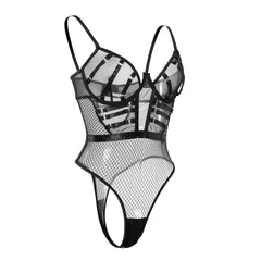 Western Mesh Lace Backless See Through Body Suits