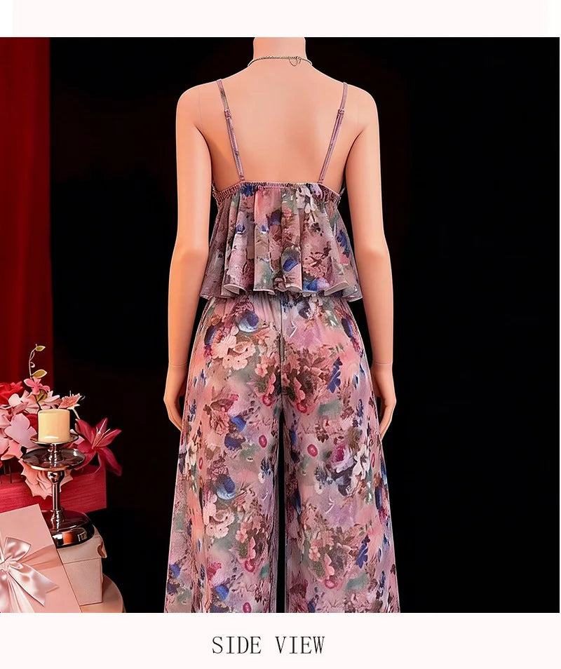 Western Mesh See Through Floral Printed