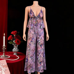 Western Mesh See Through Floral Printed