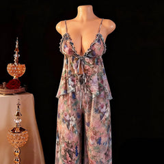 Western Mesh See Through Floral Printed