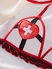 Western Nurse Role Play Uniforms Erotic Seductive Flirting Bra Panties Lingerie Set