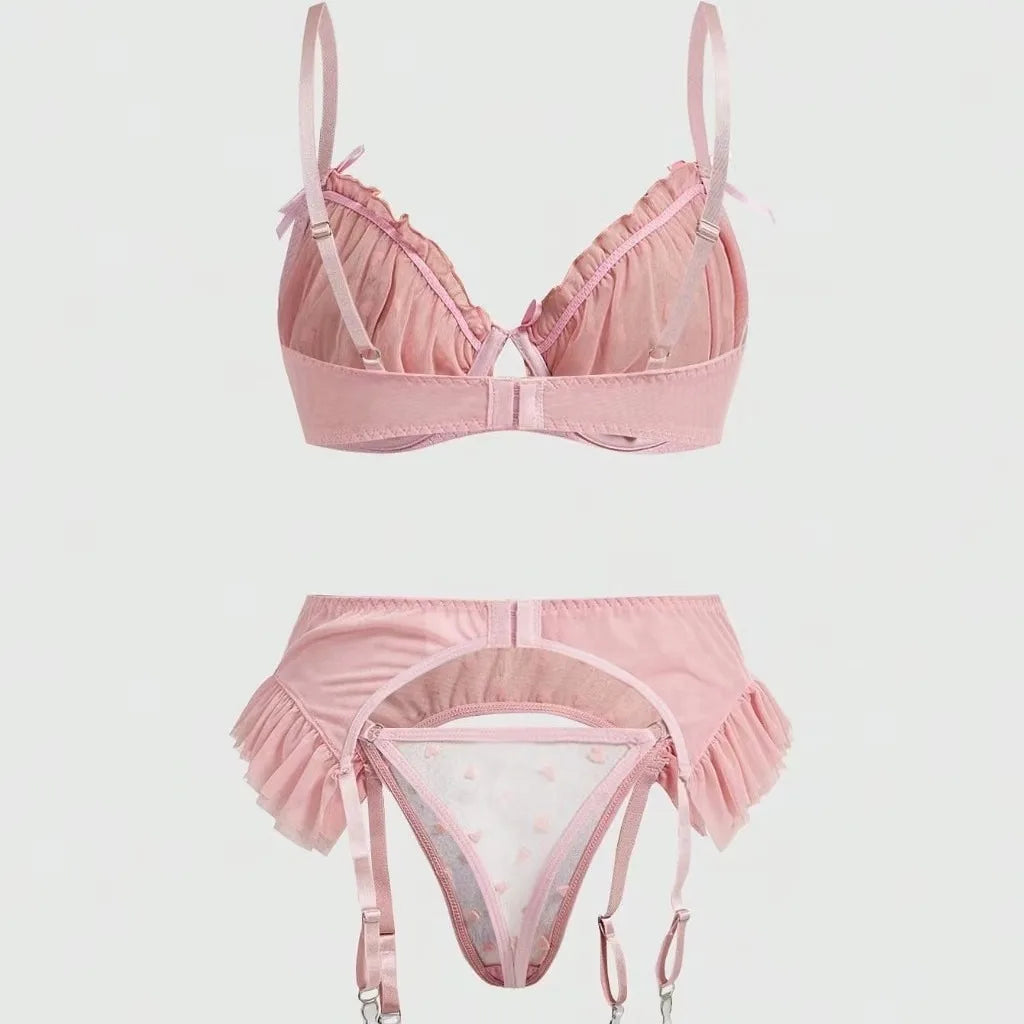 Western Pink Heart Mesh Lace