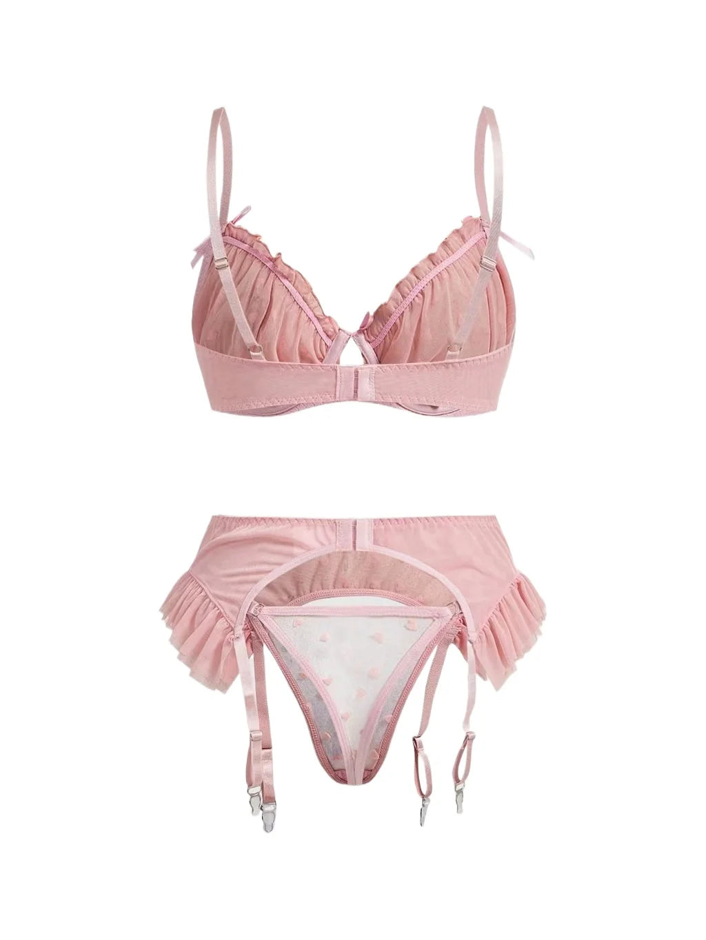 Western Pink Heart Mesh Lace