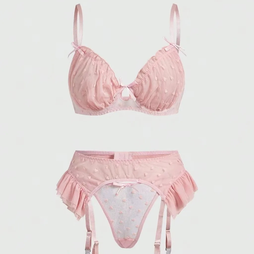Western Pink Heart Mesh Lace