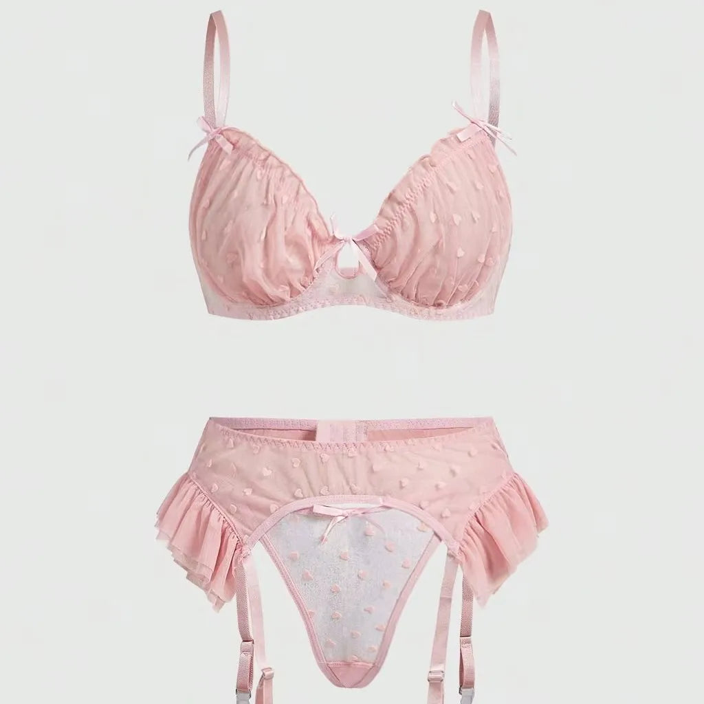 Western Pink Heart Mesh Lace