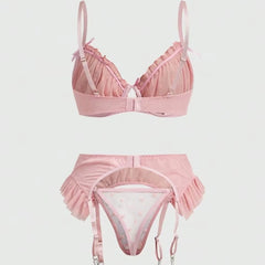 Western Pink Heart Mesh Lace