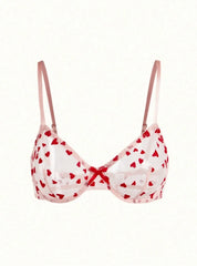 Western See Through Mesh Heart Embroidery Bra Pantiess Erotic Seductive Underwears Lingerie Set