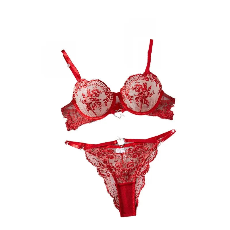 Western Style Erotic Bra Push Up Embroidery Meshs Seductive Underwears Erotic Lingerie Set