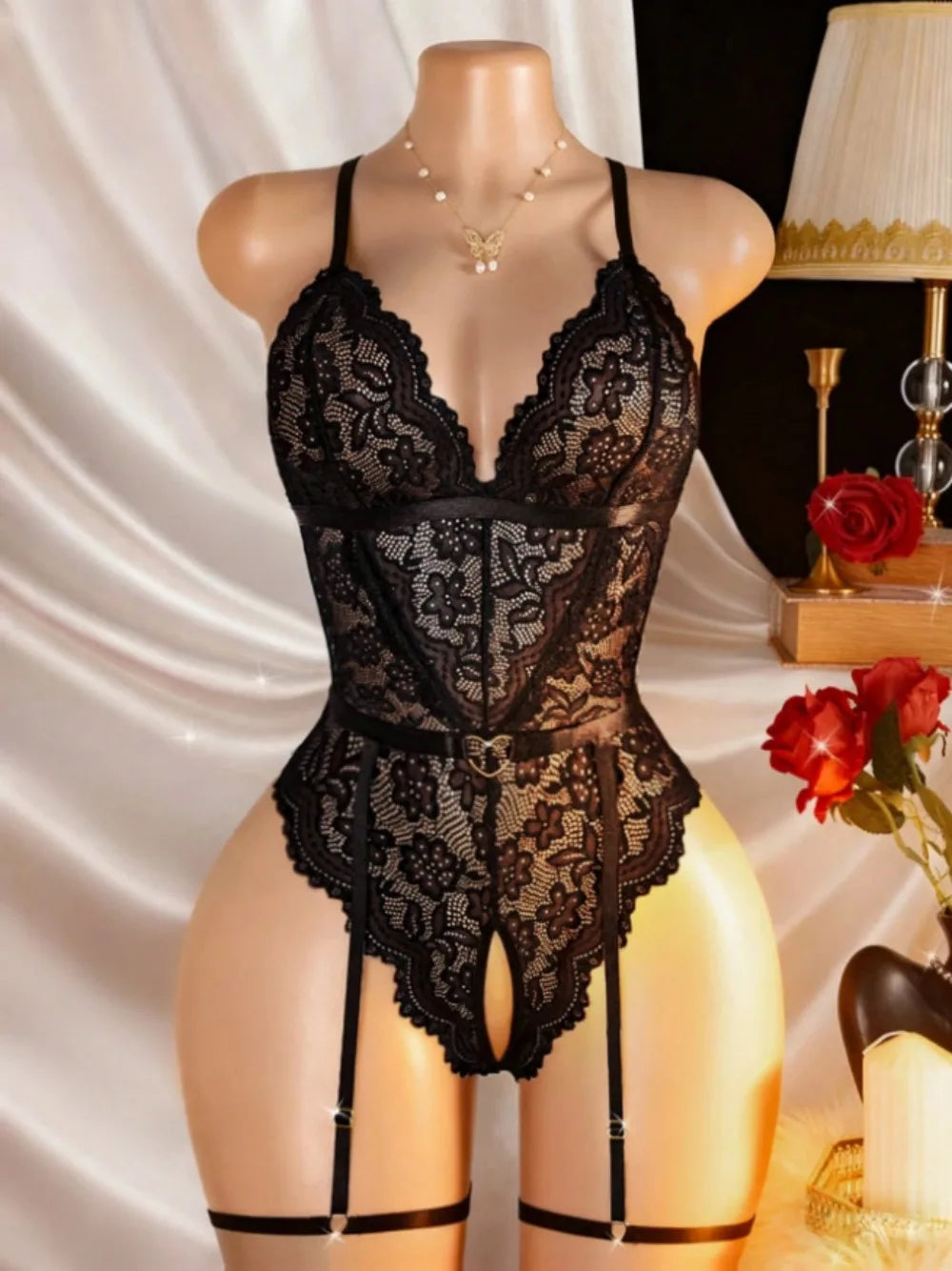 Western Wine Red Lace Body Suits