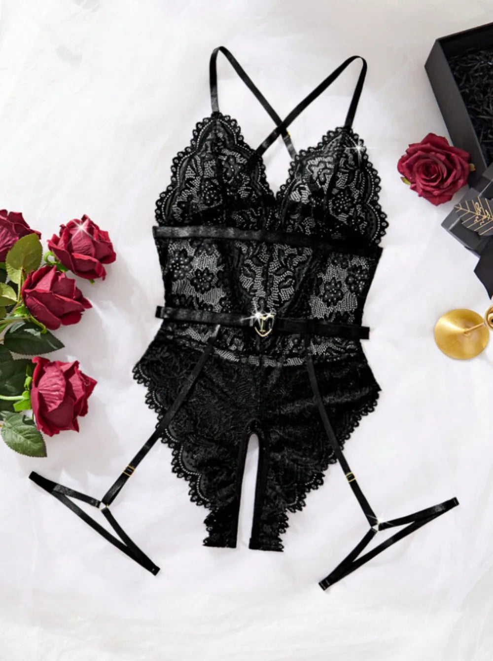 Western Wine Red Lace Body Suits