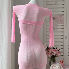Western Slim Fit Striped Heart Bowknot Fishnet