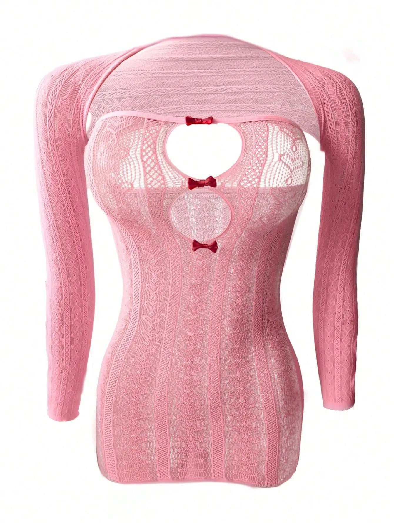 Western Slim Fit Striped Heart Bowknot Fishnet