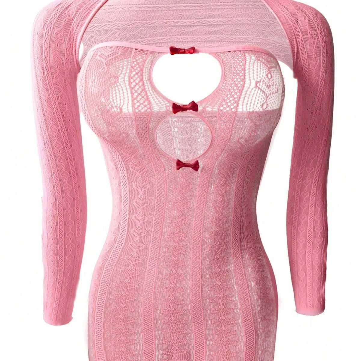 Western Slim Fit Striped Heart Bowknot Fishnet