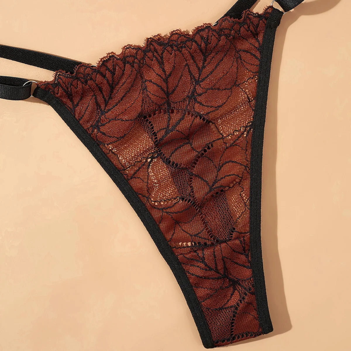 Westerns French Retro Leaf Embroidered Thin Minimizer Bra