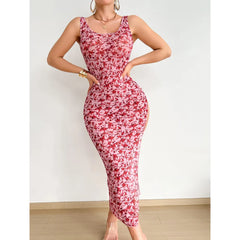Westerns Floral See Through Sling Slit Dress